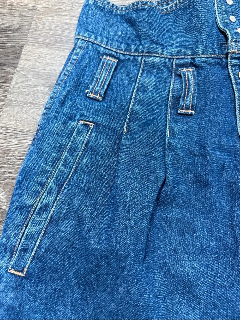 Vintage‎ Paperbag Waist High Rise Mom Jeans Womens Size 13 Blue Denim Tapered